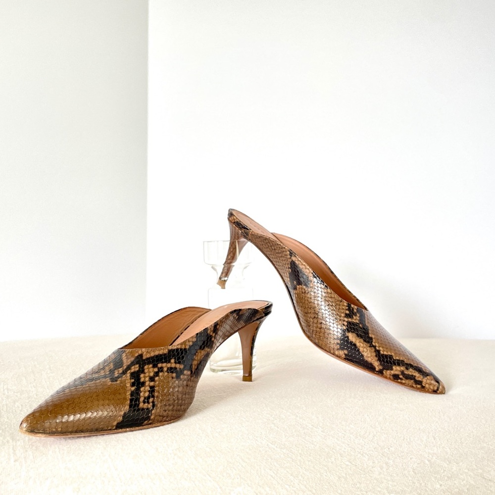 Veronica Beard Snakeskin Kitten Heel Slide Mules size 10 designer luxury shoes